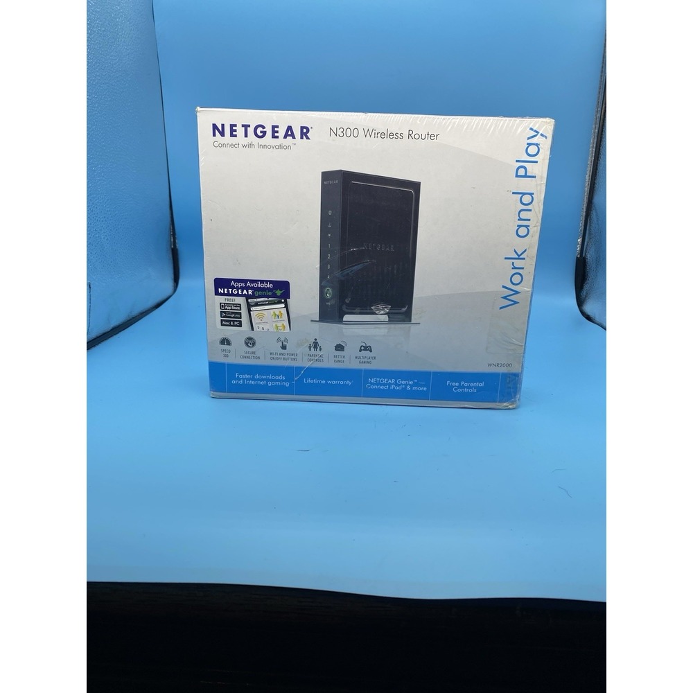 NETGEAR N300 Black Wireless WiFi Router WNR2000 New Opened Box